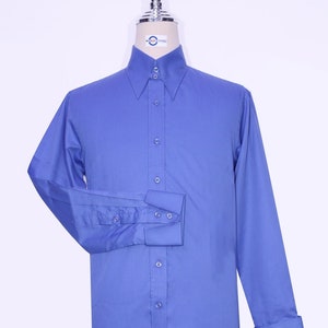 Tab Collar Shirt | 60s Style Sky Blue Tab Collar Shirt