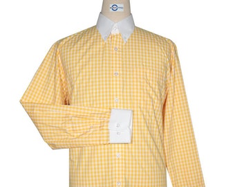 Button Down Shirt -  Yellow Gingham Check Shirt