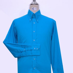 Button Down  Shirt | Deep Sky Blue Dress Shirt For Man