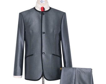 Tonic Suits | Silver Tonic Beatles Collarless Suit