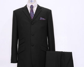 Black Suit | Tailored 3 Button Black Mod Suit For Men