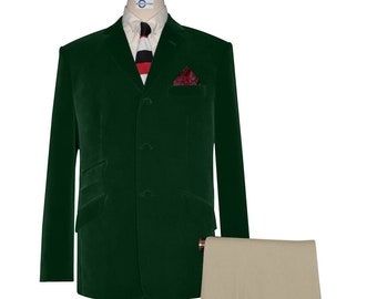 Chaqueta de terciopelo - Chaqueta verde estilo vintage mod de los años 60