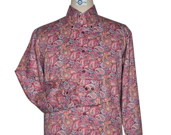 Paisley-Hemd – Rosa Paisley-Hemd im 60er-Jahre-Stil