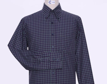 Button-Down-Shirt | Lila-grünes Gingham-Karohemd