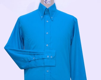 Button Down  Shirt | Deep Sky Blue Dress Shirt For Man