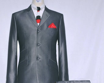 Mod Clothing | Mod Fashion Tailored 60s Silver Tonic Suit For Men