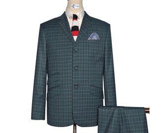 Mod Suit - Green Prince of Wales Check Suit