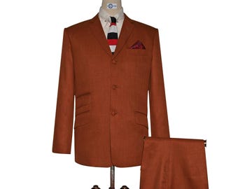 Mod Suit - Vintage Style Orange Linen Suit