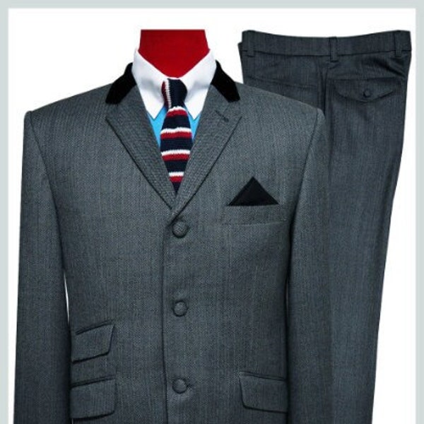 Tweed Grey Herringb Mod Suits | Herringbone Suit For Men