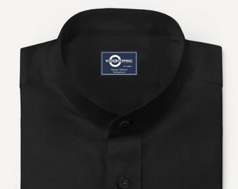 Mandarin Collar - Black Mandarin Collar Shirt