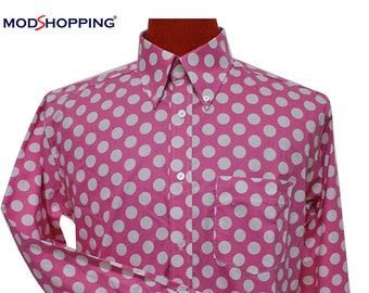 Polkadot shirt | Light pink color big polka dot shirt for man