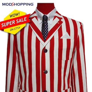 Chaqueta náutica / Blazer náutico de rayas rojas y blancas