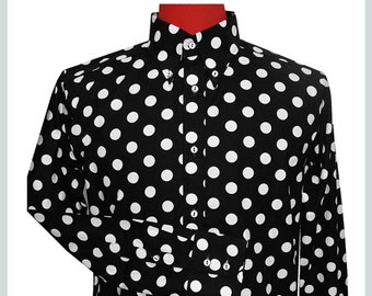 VITryst-Men Fold-Collar Polka Dots Button-up Comfy Chic Long Shirt VITryst-Men Fold-Collar Polka Dots Button-up Comfy Chic Long Shirt