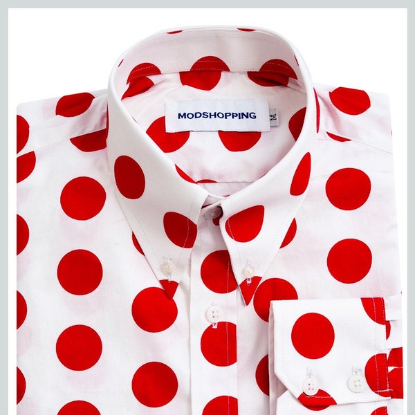 Polka Dot Shirt| Large Red Dot In White Shirt For Man