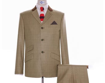 Mod Suit - Brown Prince of Wales Check Suit