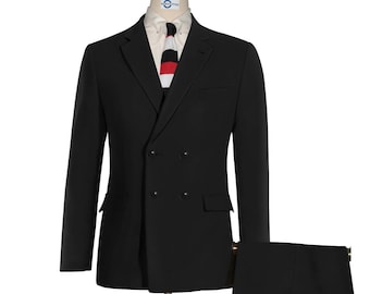 Vintage Style Black Double Breasted Suit