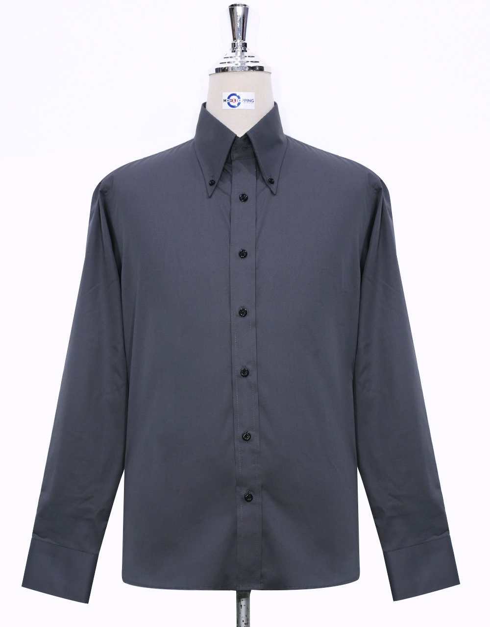 white christmas dresses Women's Classic Dark Grey Button Front, Collar Dress Shirt main image 1