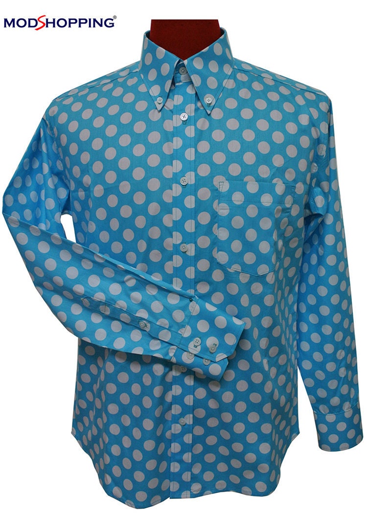 Image of Polkadot Shirt | Sky Color Big Polka Dot For Man