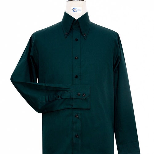 Button Down Shirt Dark Green Dress Shirt for Man Etsy