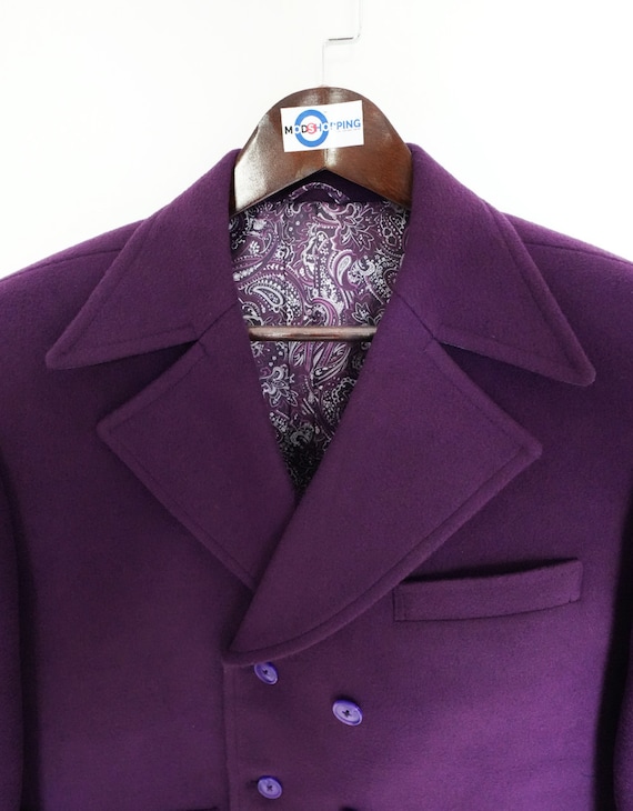 60's Retro Purple Double Breasted Pea Coat - Etsy 60's Retro Purple Double Breasted Pea Coat - Etsy