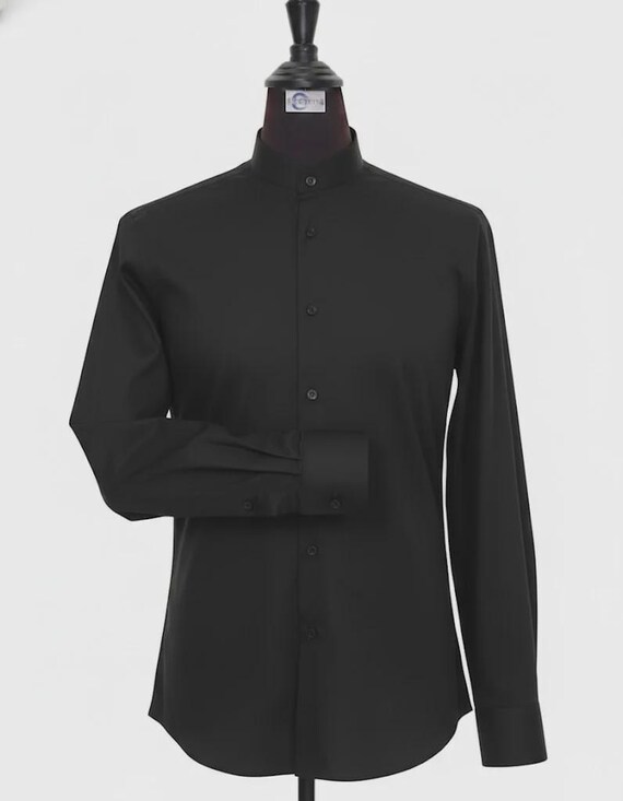 slim fit dress slacks Men's Slim Fit Black Non-Iron Dress Shirt Size N5 main image 1