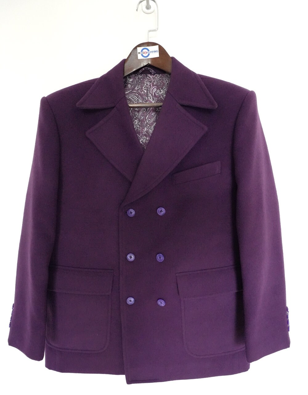 【VINTAGE】 double breasted setup purple Dark purple double-breasted Suit
