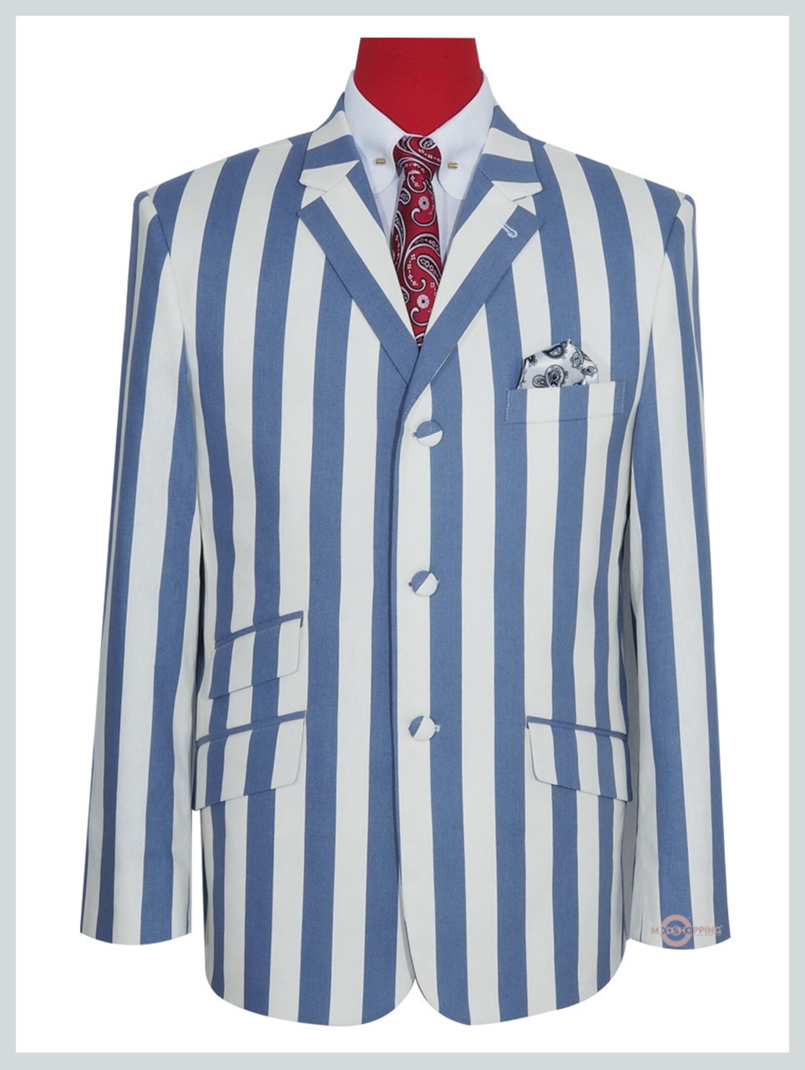 Boating Blazer jacket White striped sky blue For men Etsy