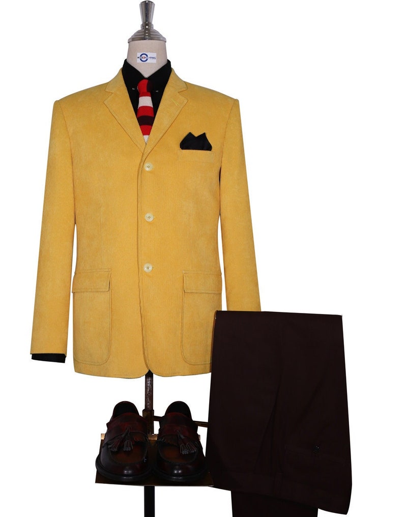 1960s Mens Suits | Mod, Skinny, Nehru     Corduroy Jacket - Yellow Corduroy Jacket  AT vintagedancer.com