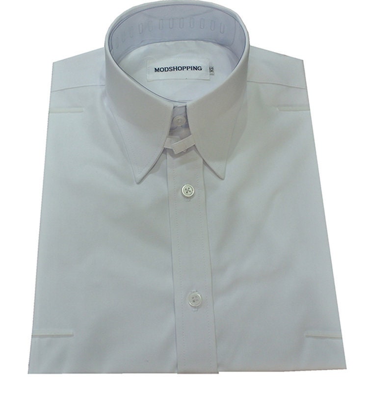 Tab collar shirt White tab collar shirt for man Etsy