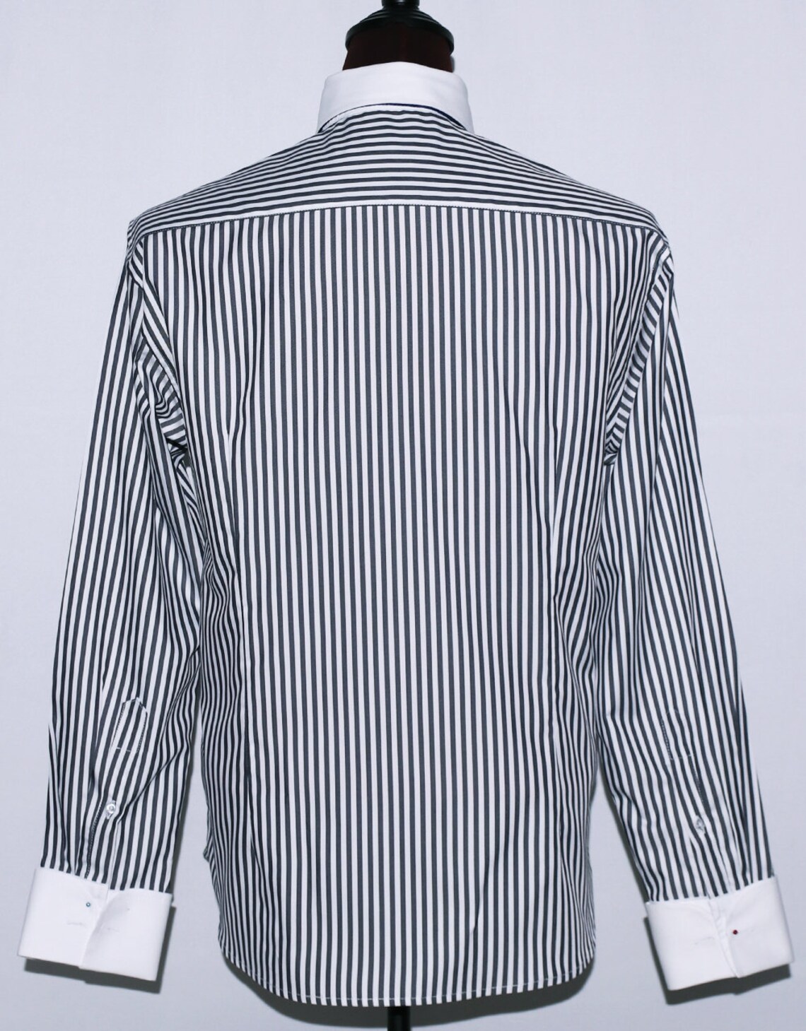 Tab Collar Black Striped Dress Mens Shirt Etsy