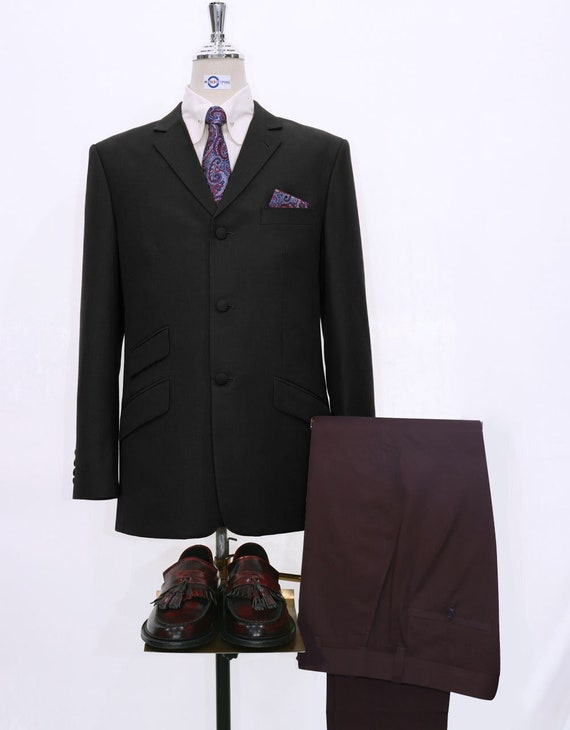 tailored 3 button black blazer jacket mod style