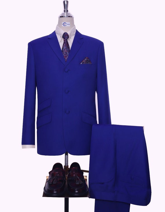 Mod Suit Royal Blue Plain Color 3 Button Suit | Etsy