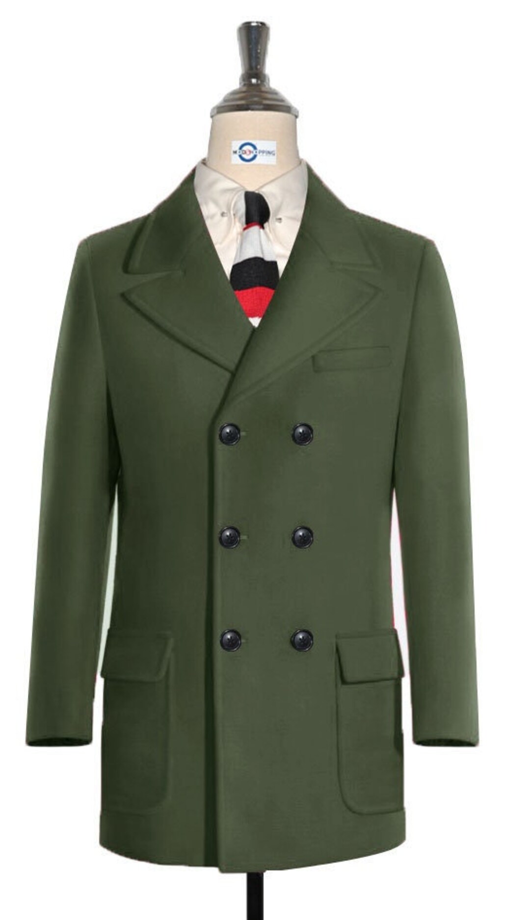 60's Retro Olive Green Double Breasted Pea Coat - Etsy
