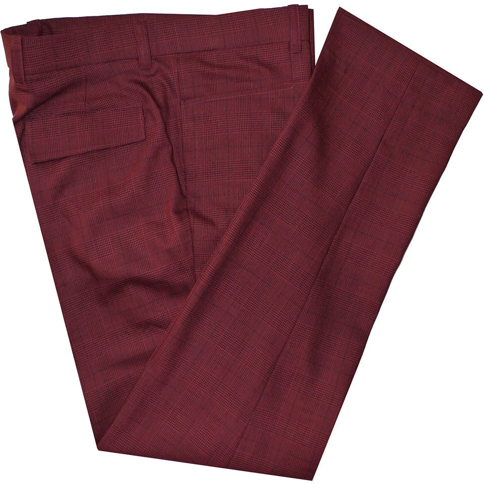 Image of Pow Check Burgundy Trouser