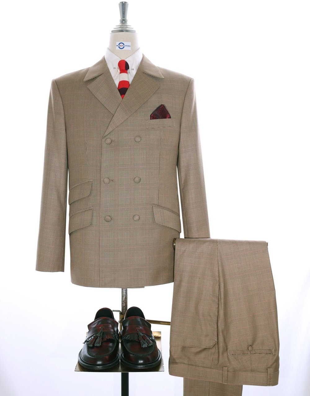 Double Breasted Suit - Brown Prince Of Wales Check Suit