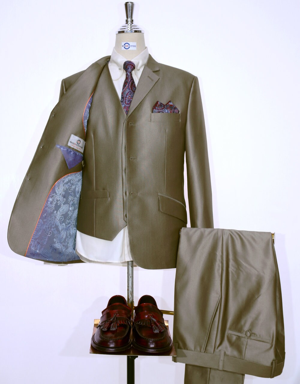 3 Piece Suit | Gold 60s Mod Style Tonic Suit - Etsy