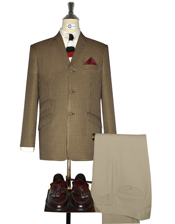 Brown Houndstooth Check Vintage 60s Mod Blazer Jacket - Etsy Canada