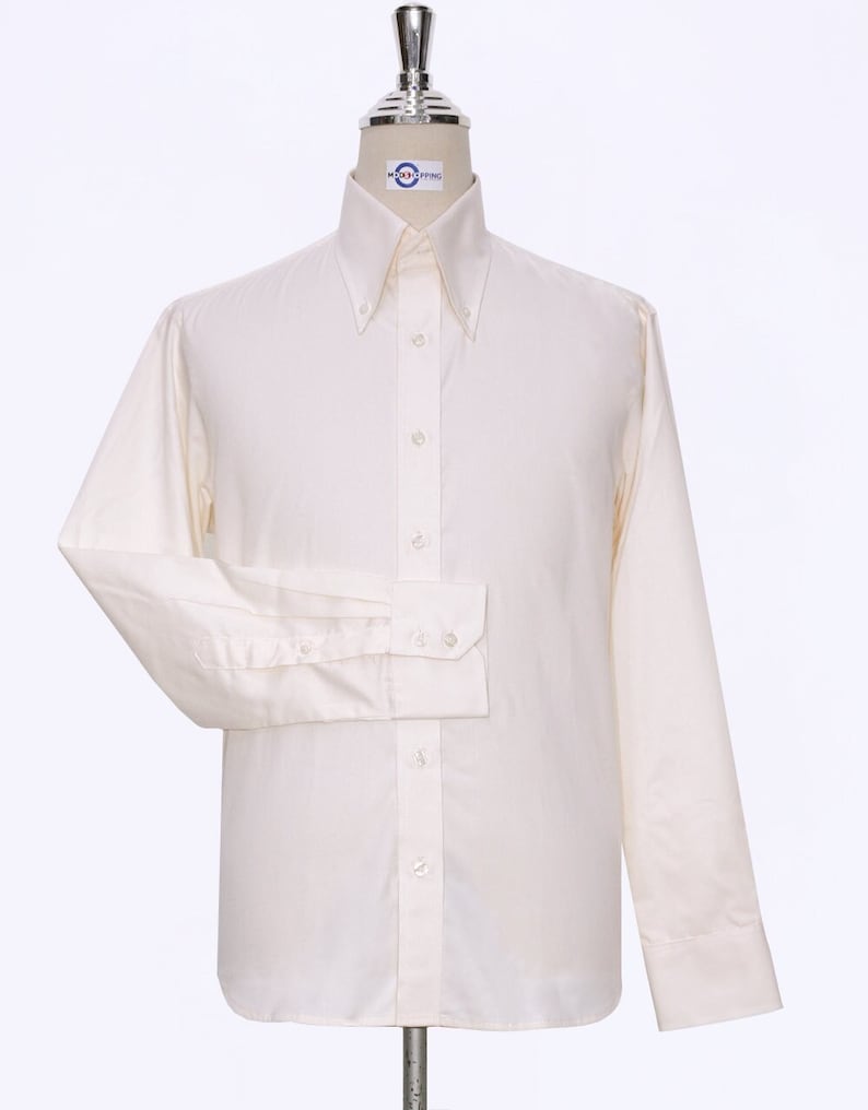 1970s Men’s Clothes, Fashion, Outfits     Button Down  Shirt | Cream Dress Shirt For Man  AT vintagedancer.com