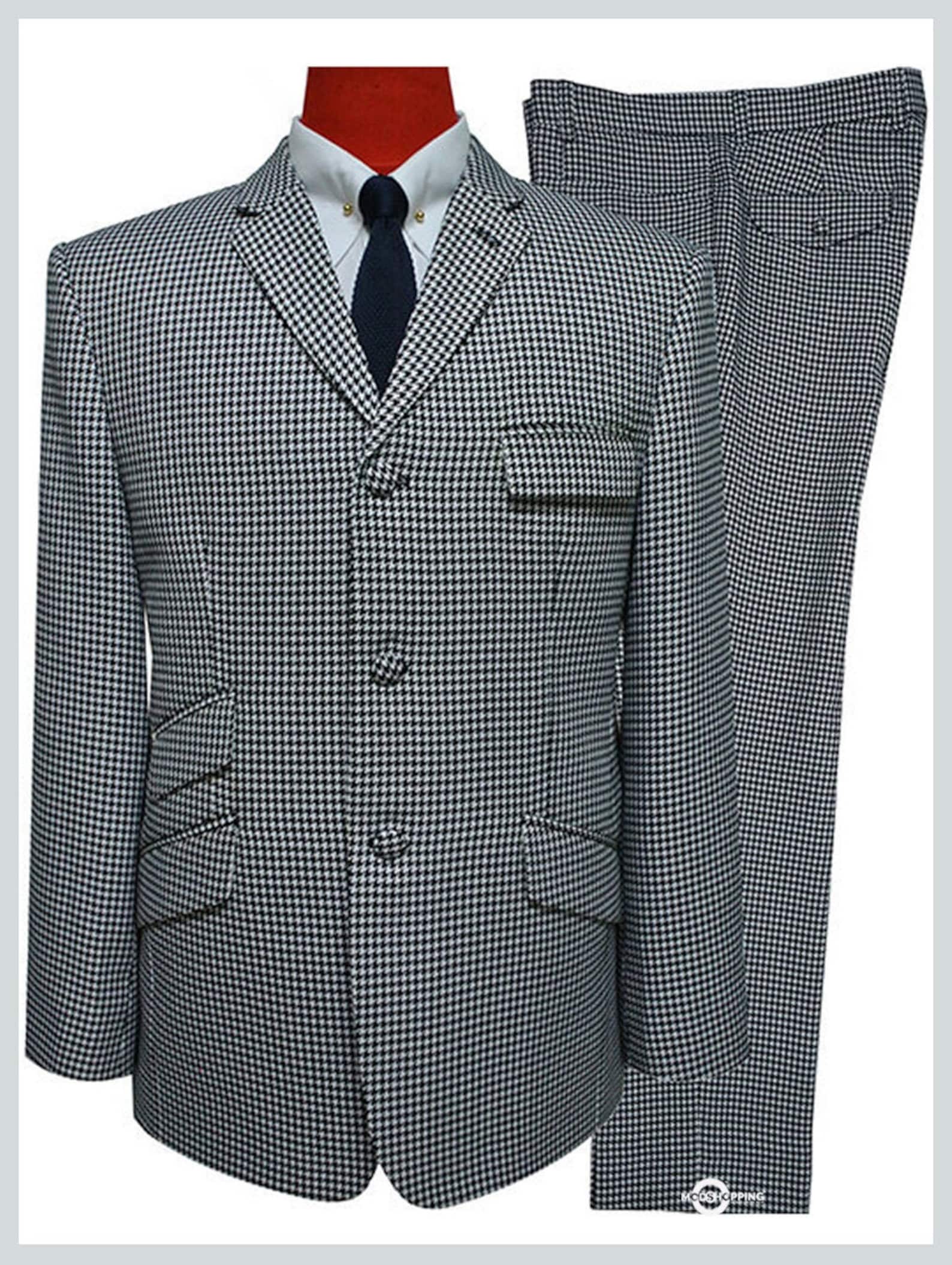 Mod suit black & white houndstooth suit for men Etsy