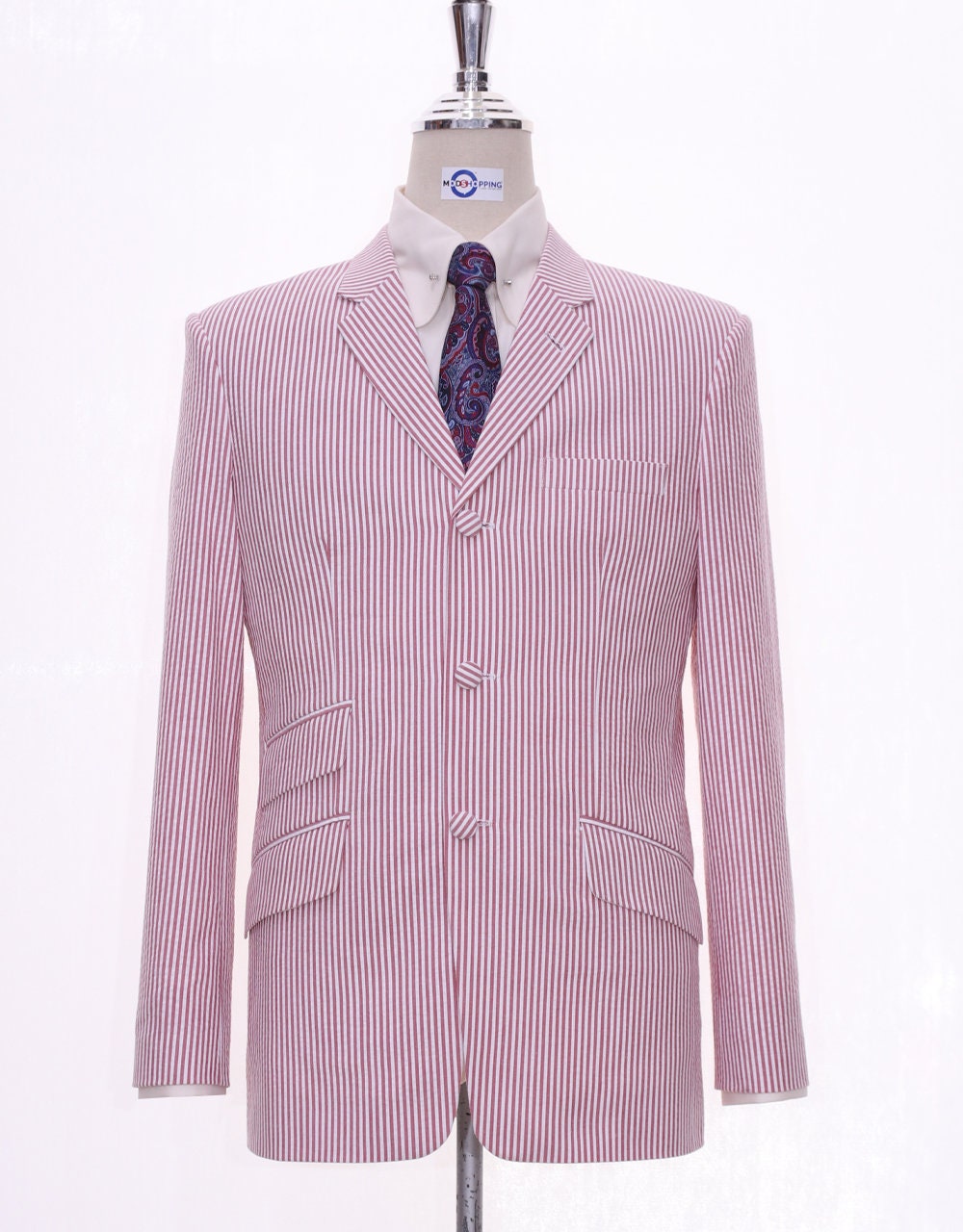 60年代モッズファッション メンズ シアサッカー レッドベリーカラー