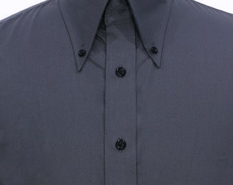 Button Down Shirt | Charcoal Grey Dress Shirt for Man - Etsy