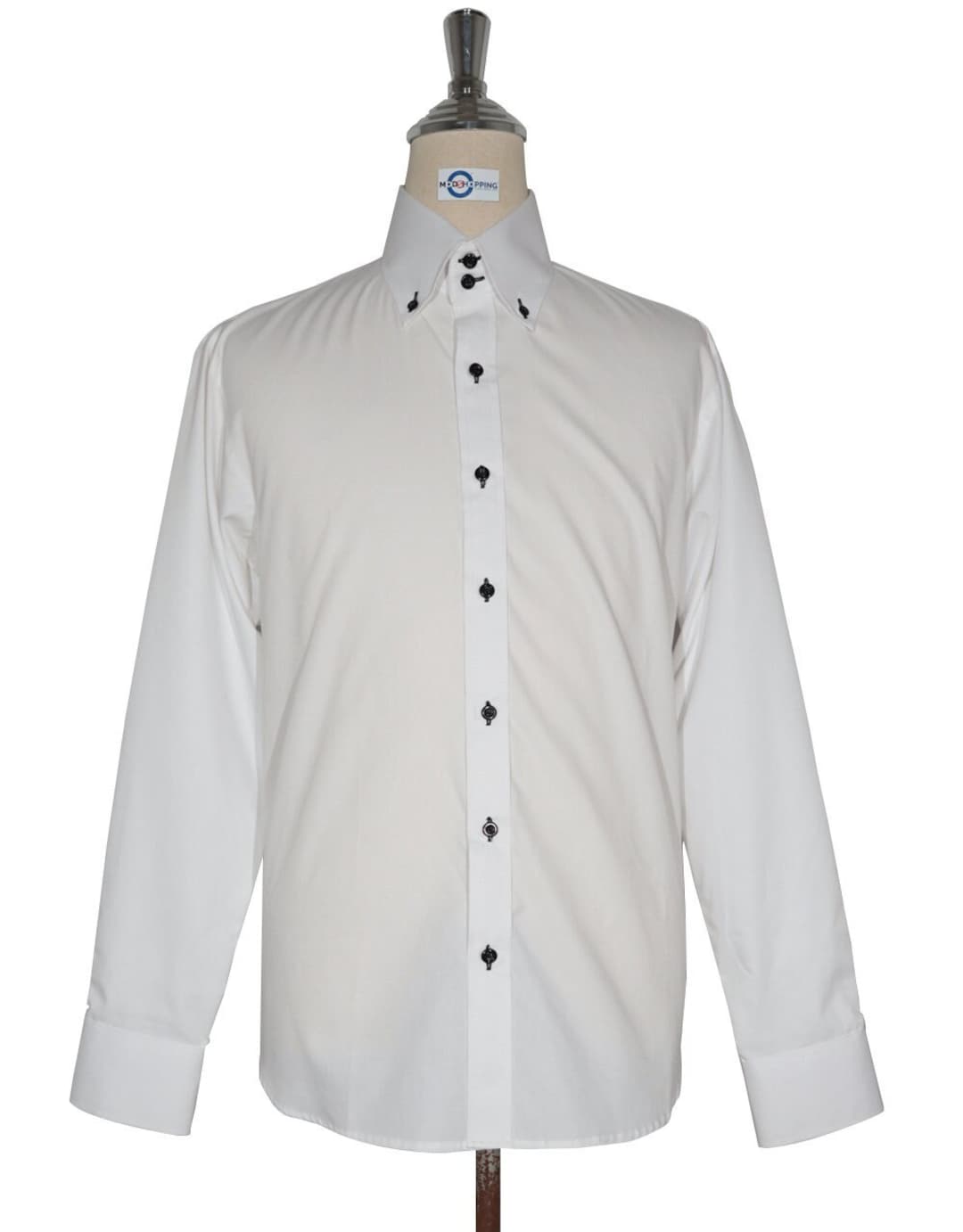 double collar dress shirt Mens Grey Double Collar White Dress Shirt
