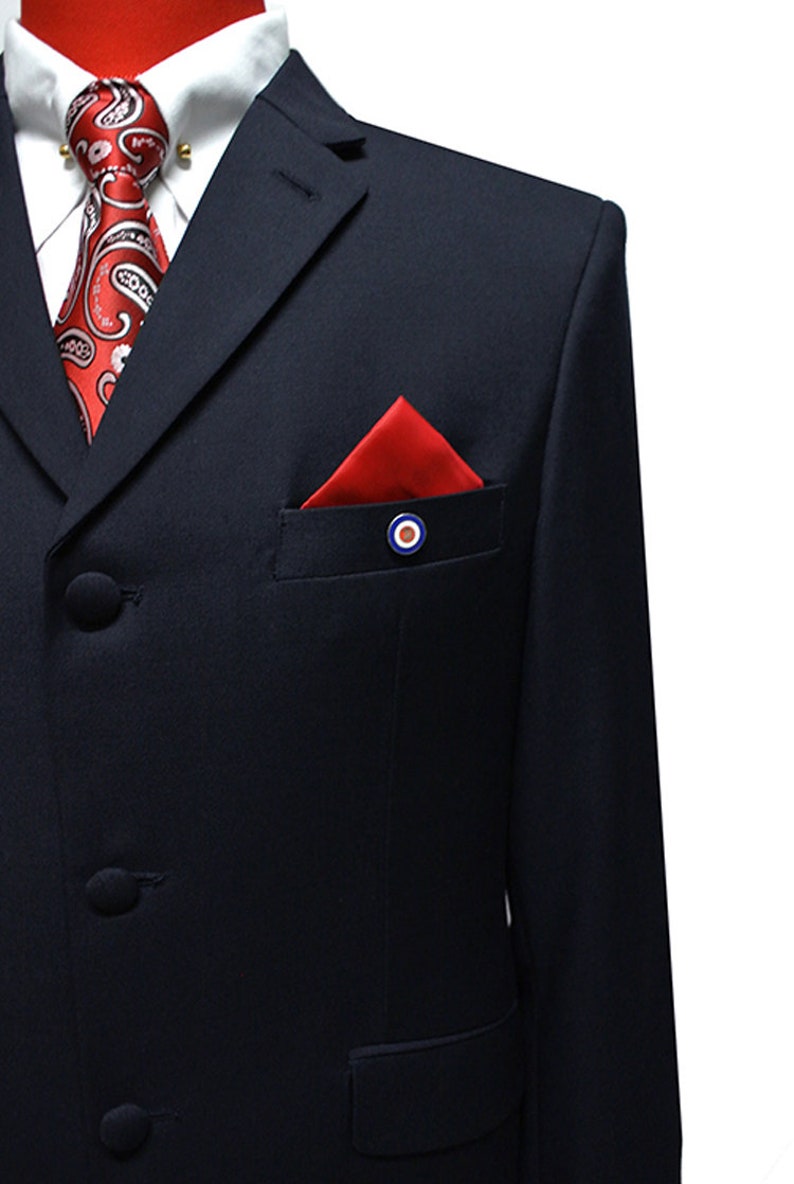 Tailored 60s Style Navy Blue Mod Suit 3 Button Navy Blue Suit