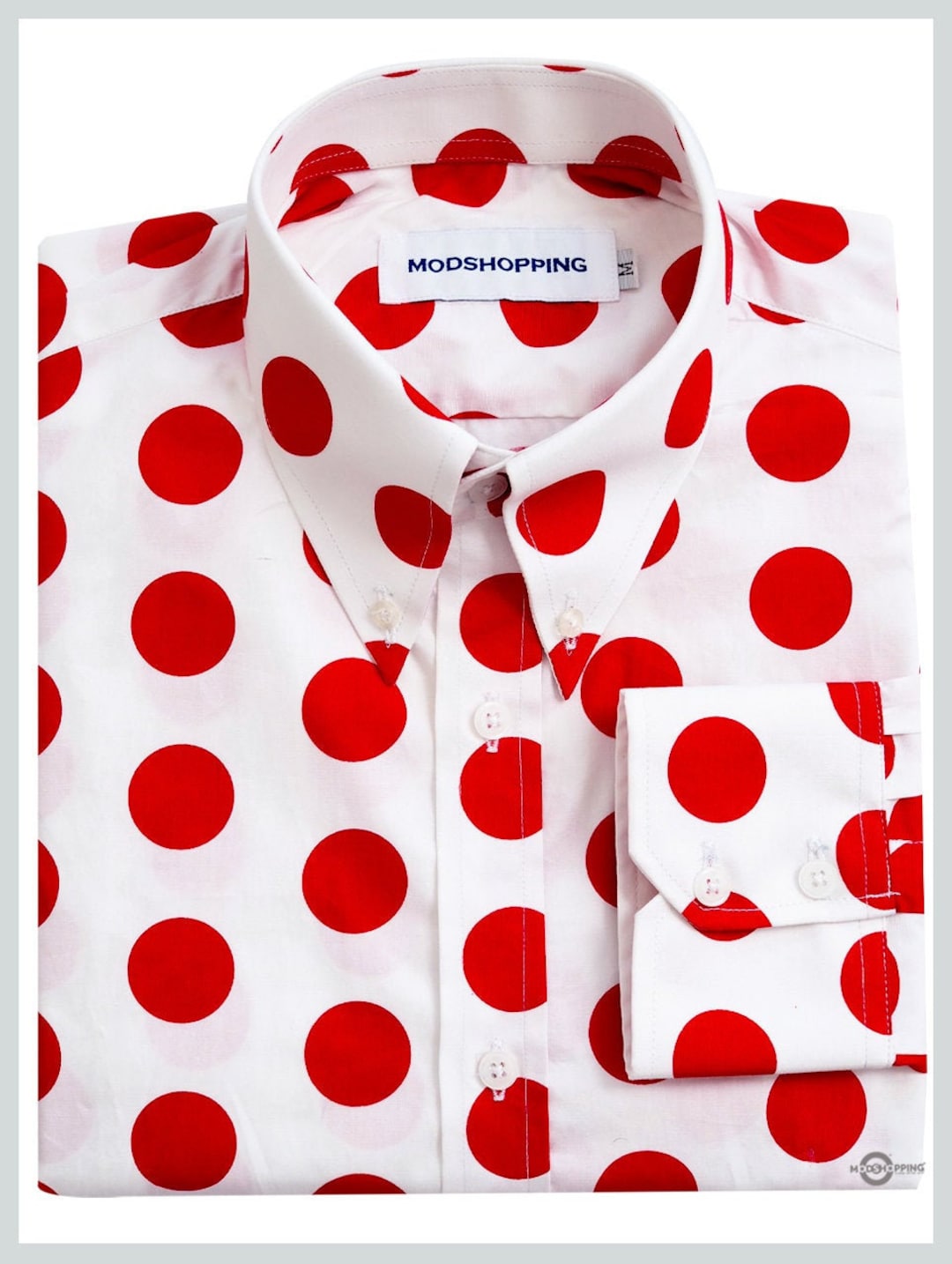 Polka Dot Shirt Large Red Dot in White Shirt for Man Etsy UK