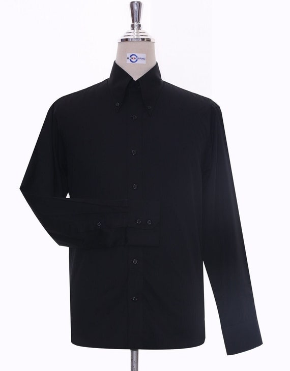 black button dress shirt Thursday Boot Company Men's Black Flannel Solid Shirt Size L