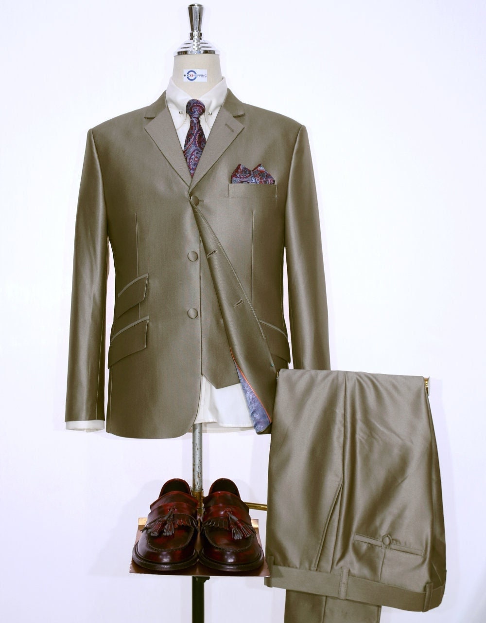 3 Piece Suit | Gold 60s Mod Style Tonic Suit - Etsy