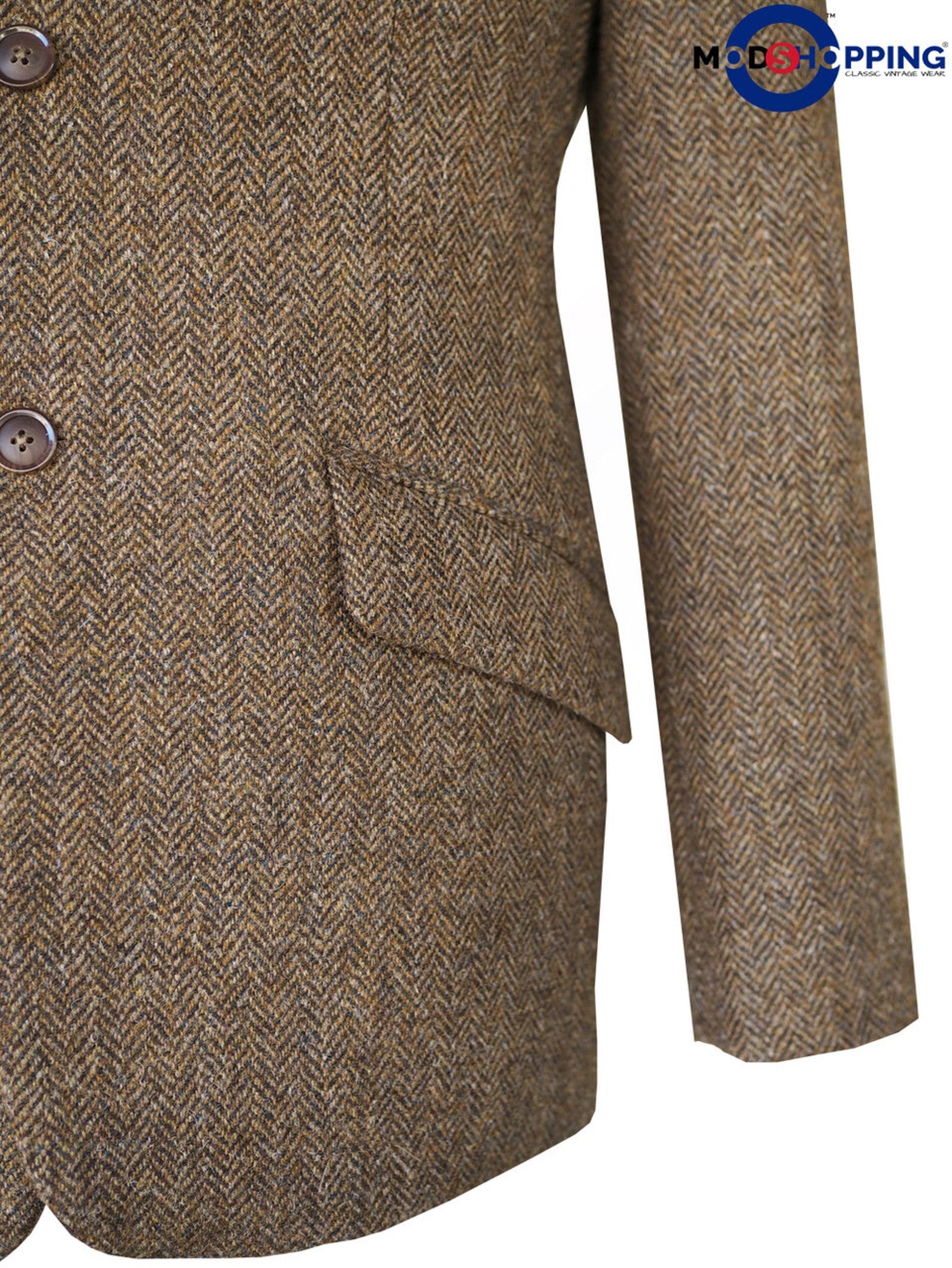 Mod Tweed Jacket Herringbone Brown Colour Mod Jacket for Men Etsy UK