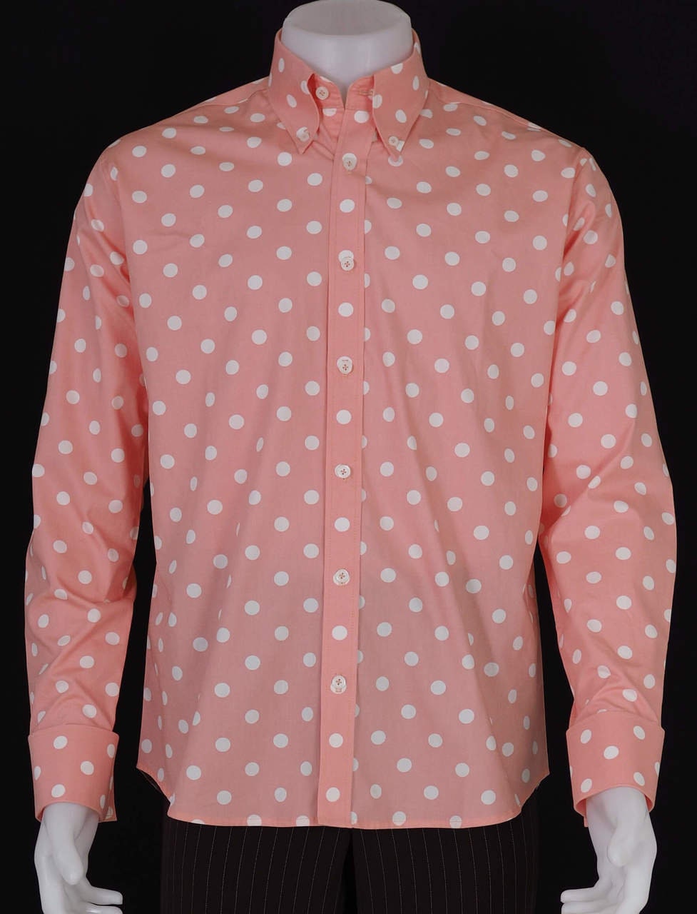 Image of Polka Dot Shirt | White in Salmon Colour Mod