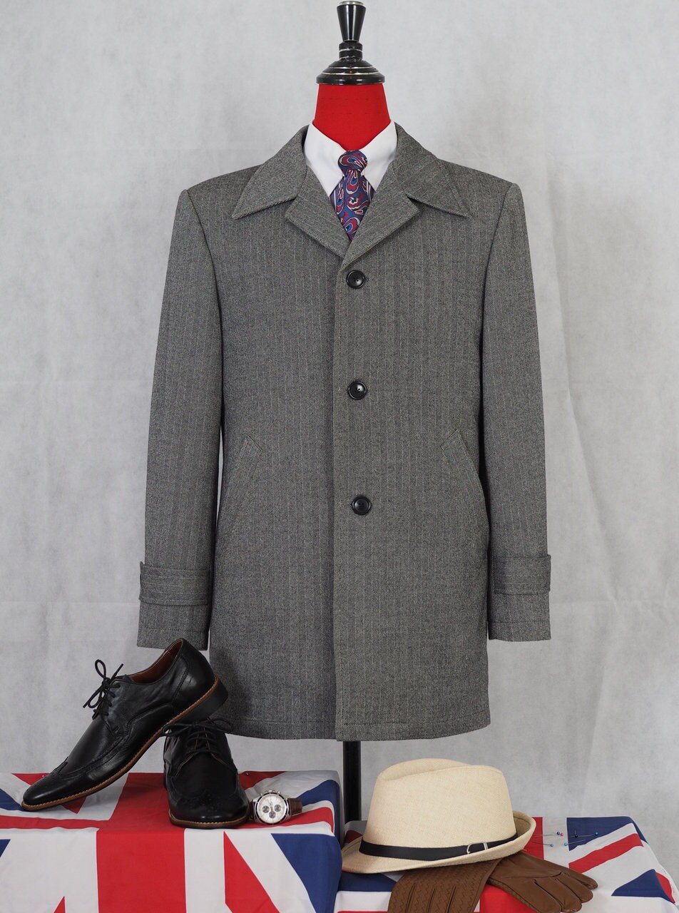 Image of Grey Herringbone Coat