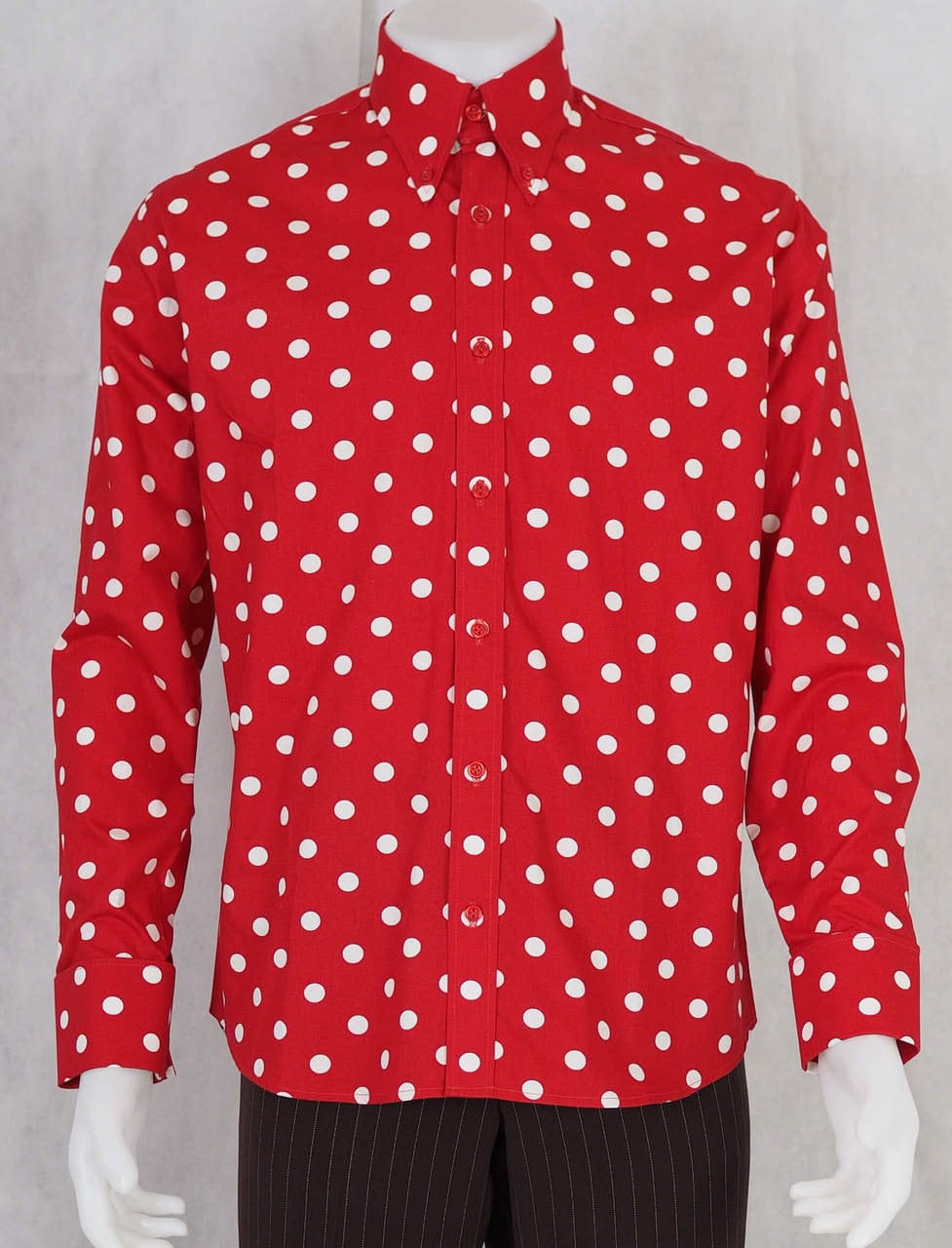 red and white spotty shirt